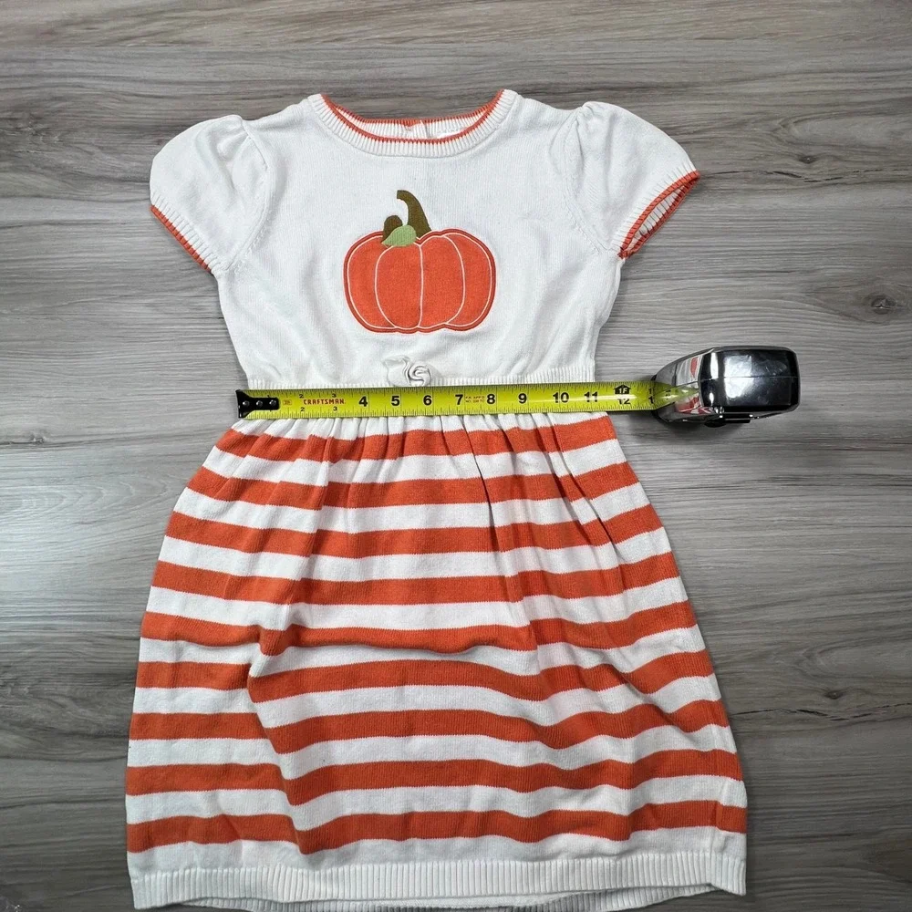 Gymoboree Girls Pumpkin Dress‎ Size 7 Orange Striped Fall Harvest cottagecore